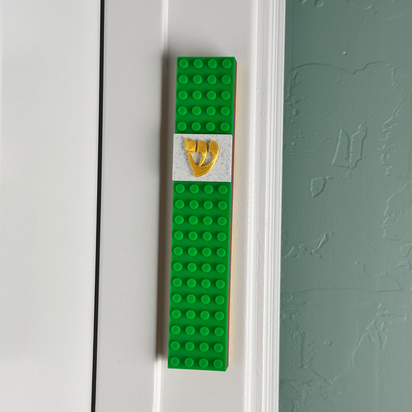 Lego Style Mezuzah Case Gold Shin