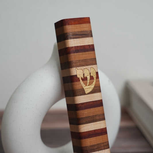 Four Pillars Wooden Mezuzah Case