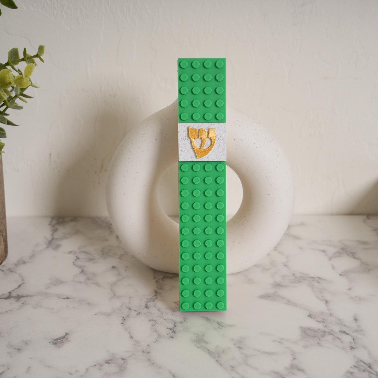 Lego Style Mezuzah Case Gold Shin