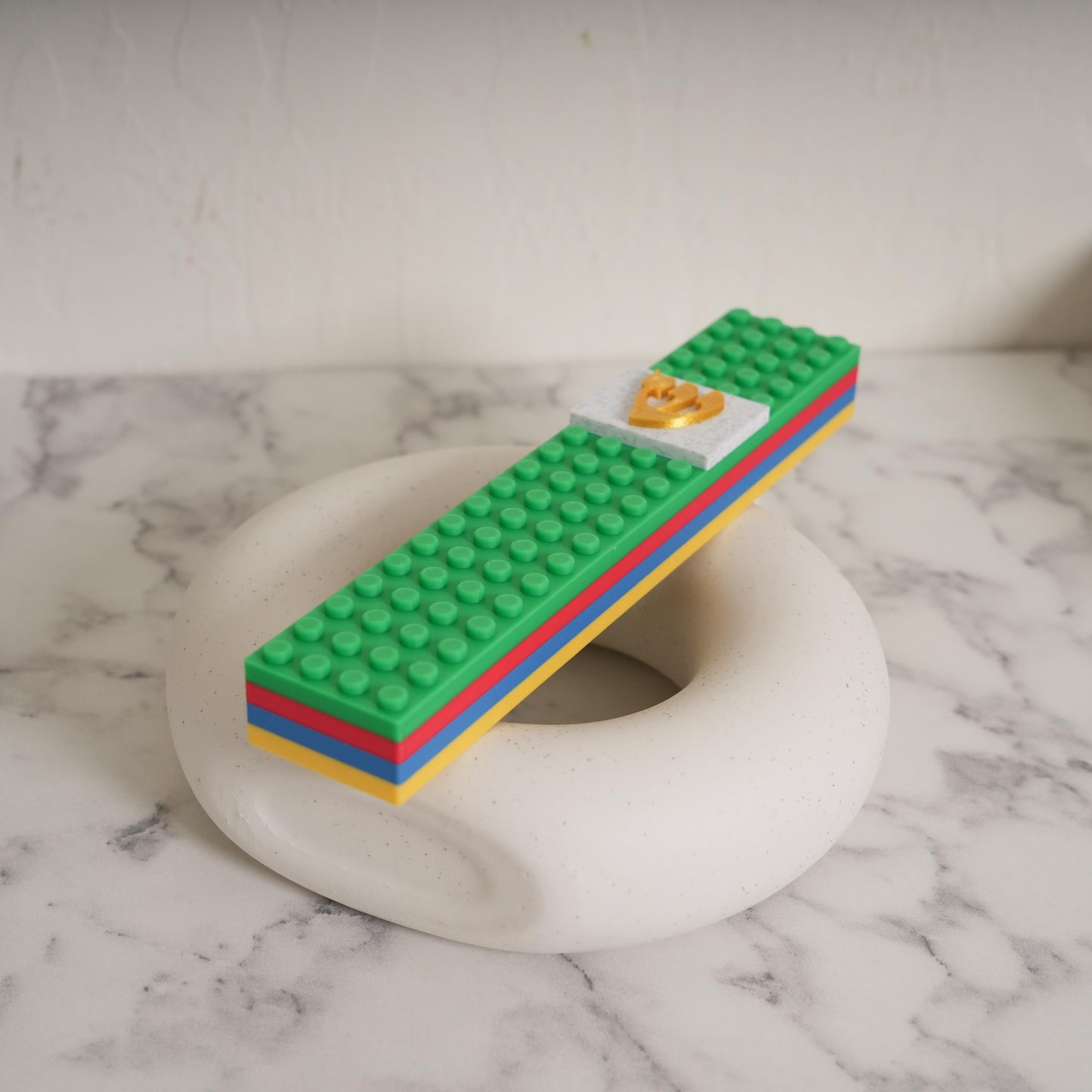 Lego Style Mezuzah Case Gold Shin
