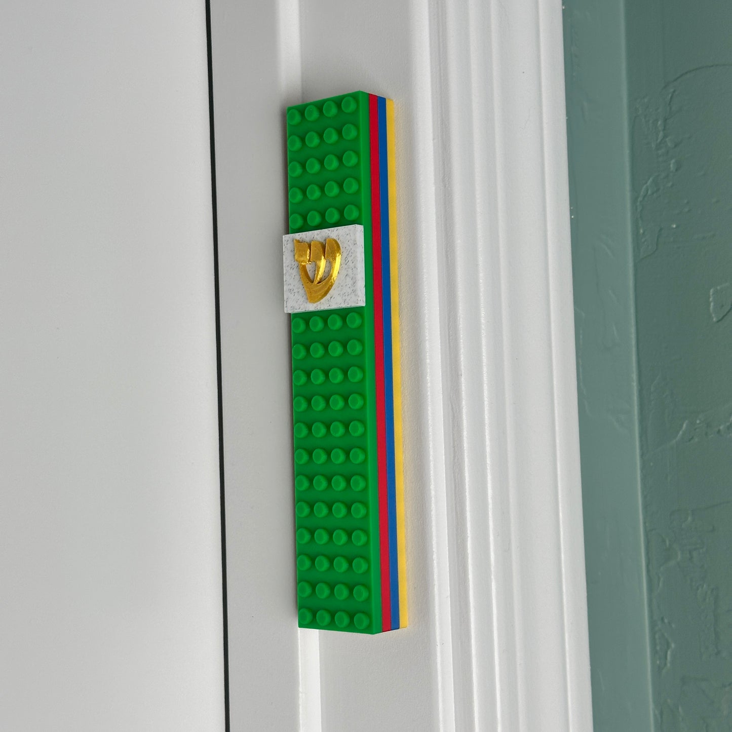 Lego Style Mezuzah Case Gold Shin