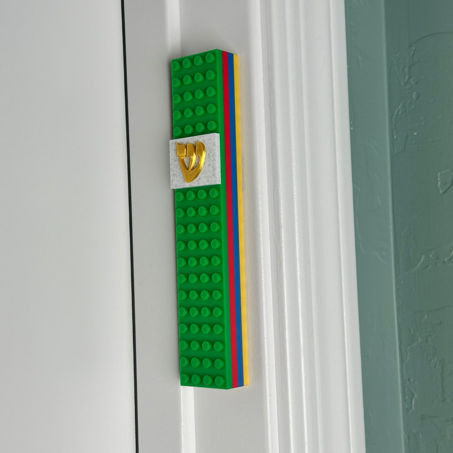 Lego Style Mezuzah Case Gold Shin