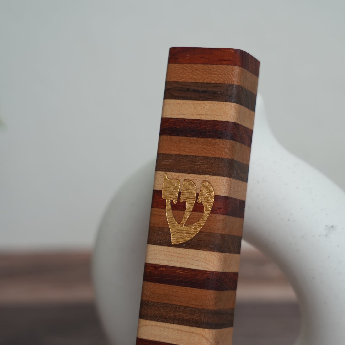Four Pillars Wooden Mezuzah Case