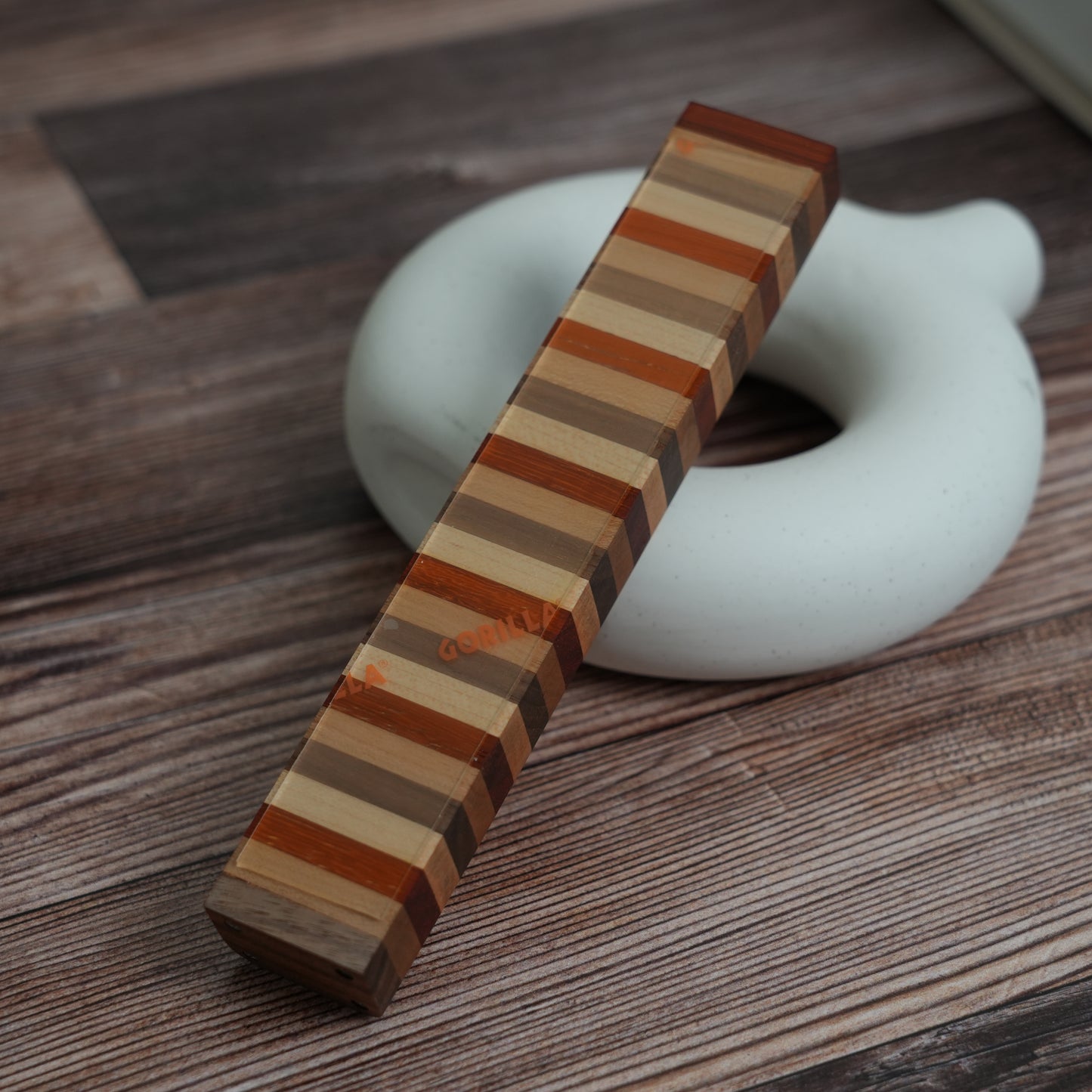 Four Pillars Wooden Mezuzah Case (Inlayed Fire Shin)