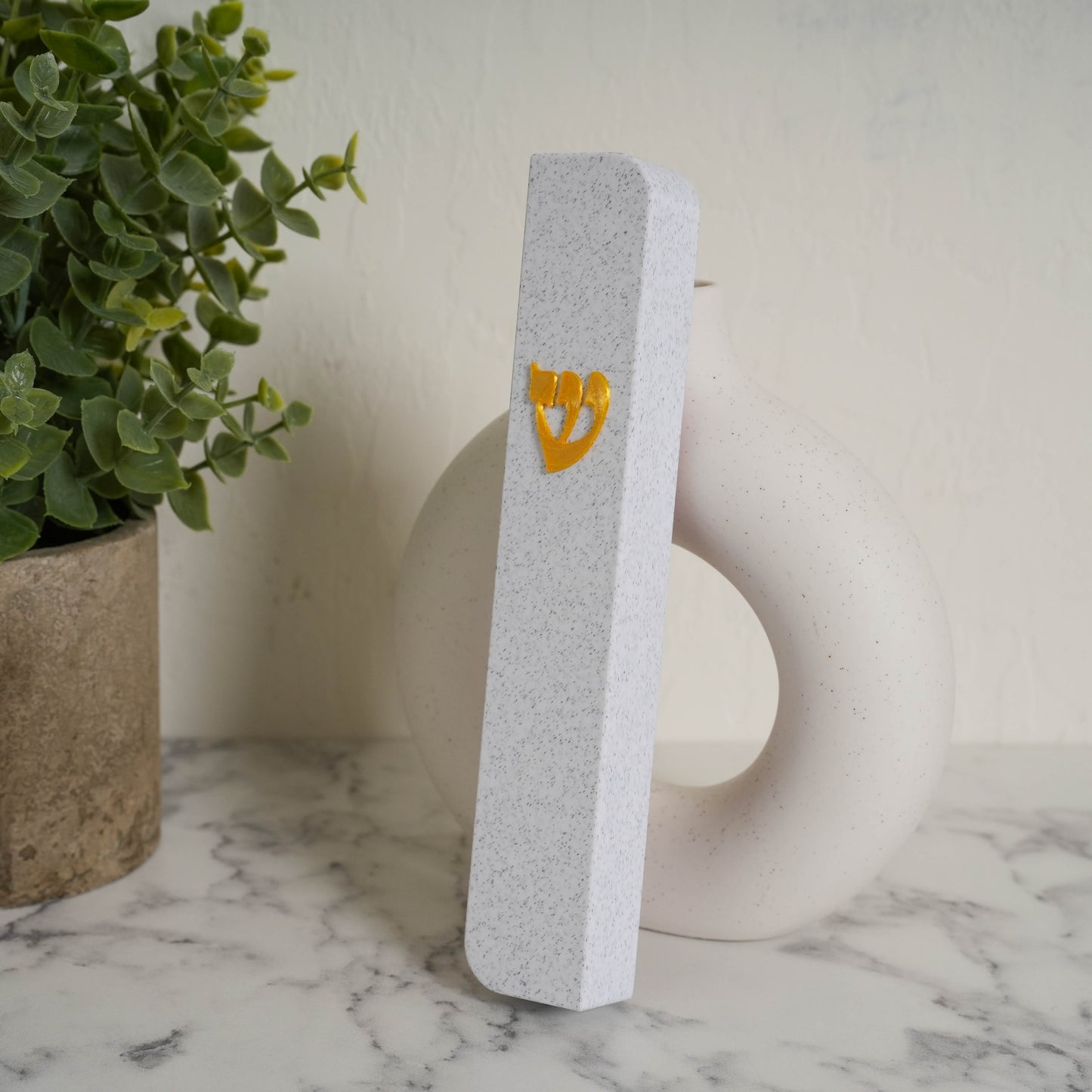 Golden Shin Mezuzah Case