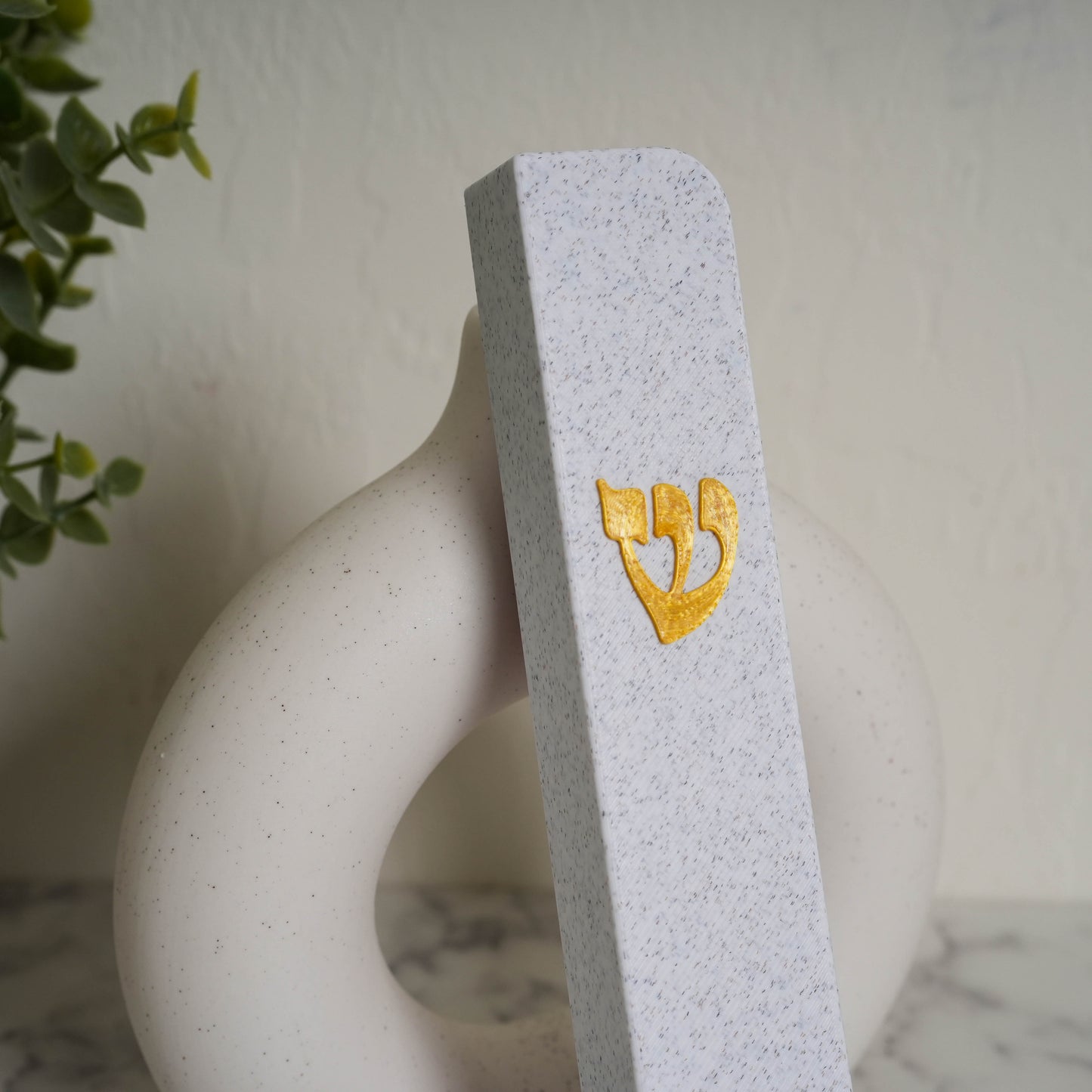 Golden Shin Mezuzah Case
