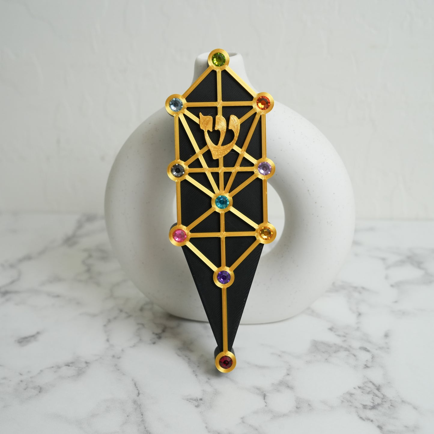 Tree of Life 10 Sefirot Mezuzah Case (Black)