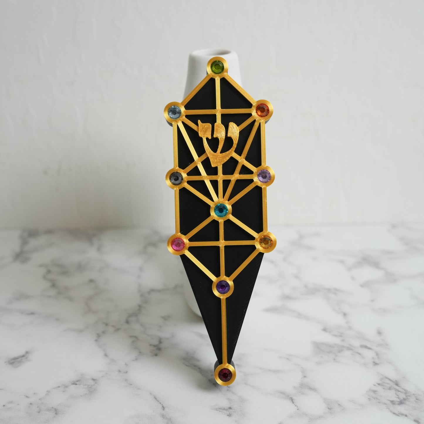 Tree of Life 10 Sefirot Mezuzah Case (Black)