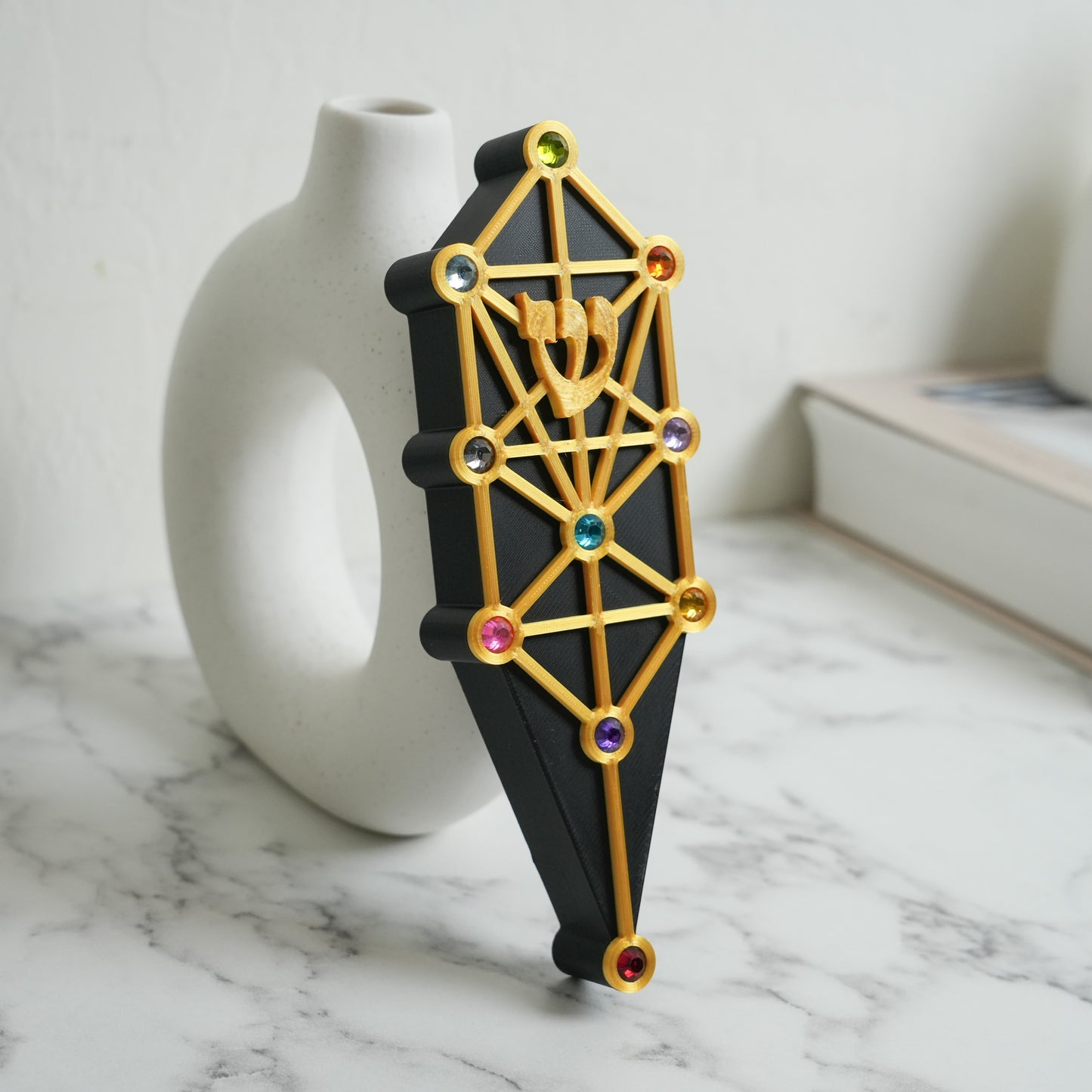 Tree of Life 10 Sefirot Mezuzah Case (Black)